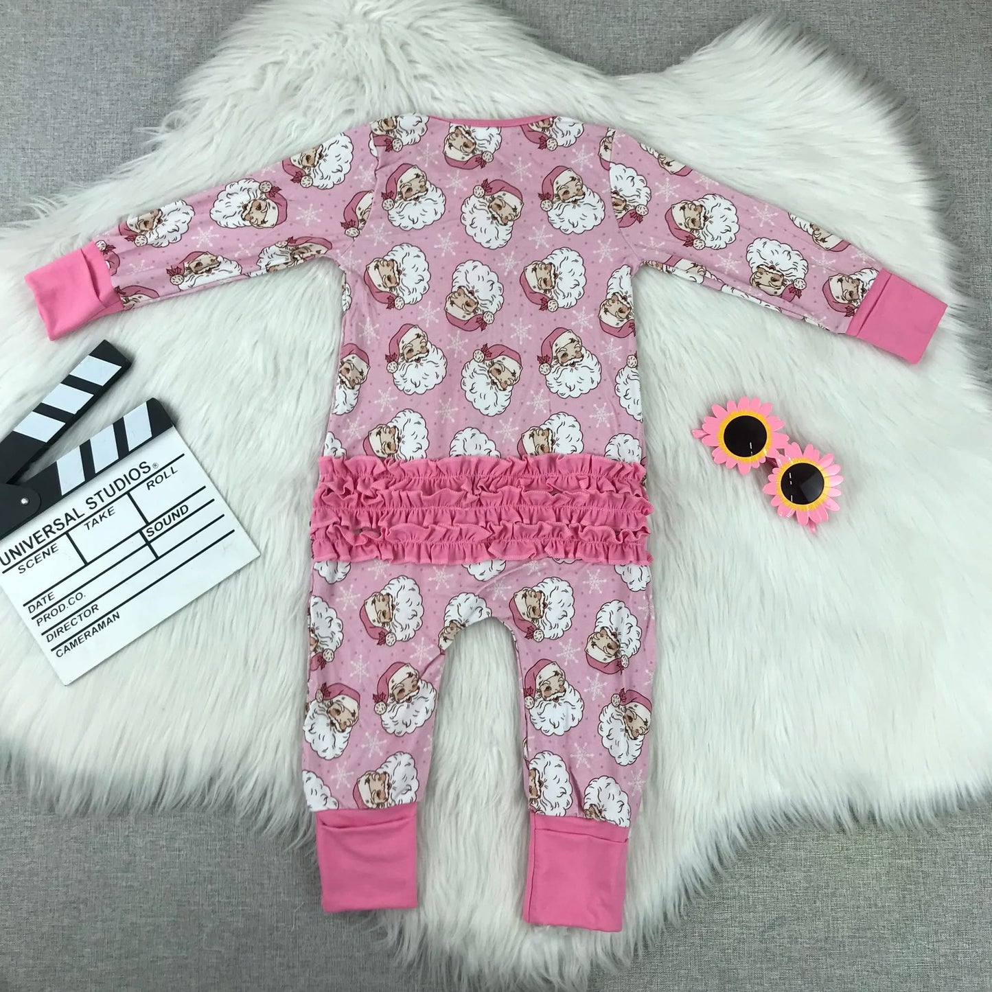 Pink Santa Bamboo Romper