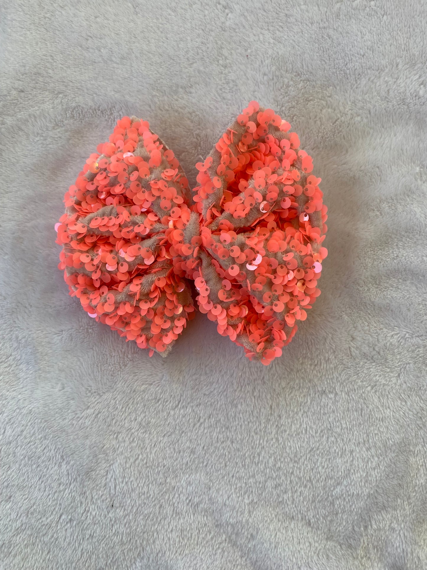 Neon Coral Sequin Velvet