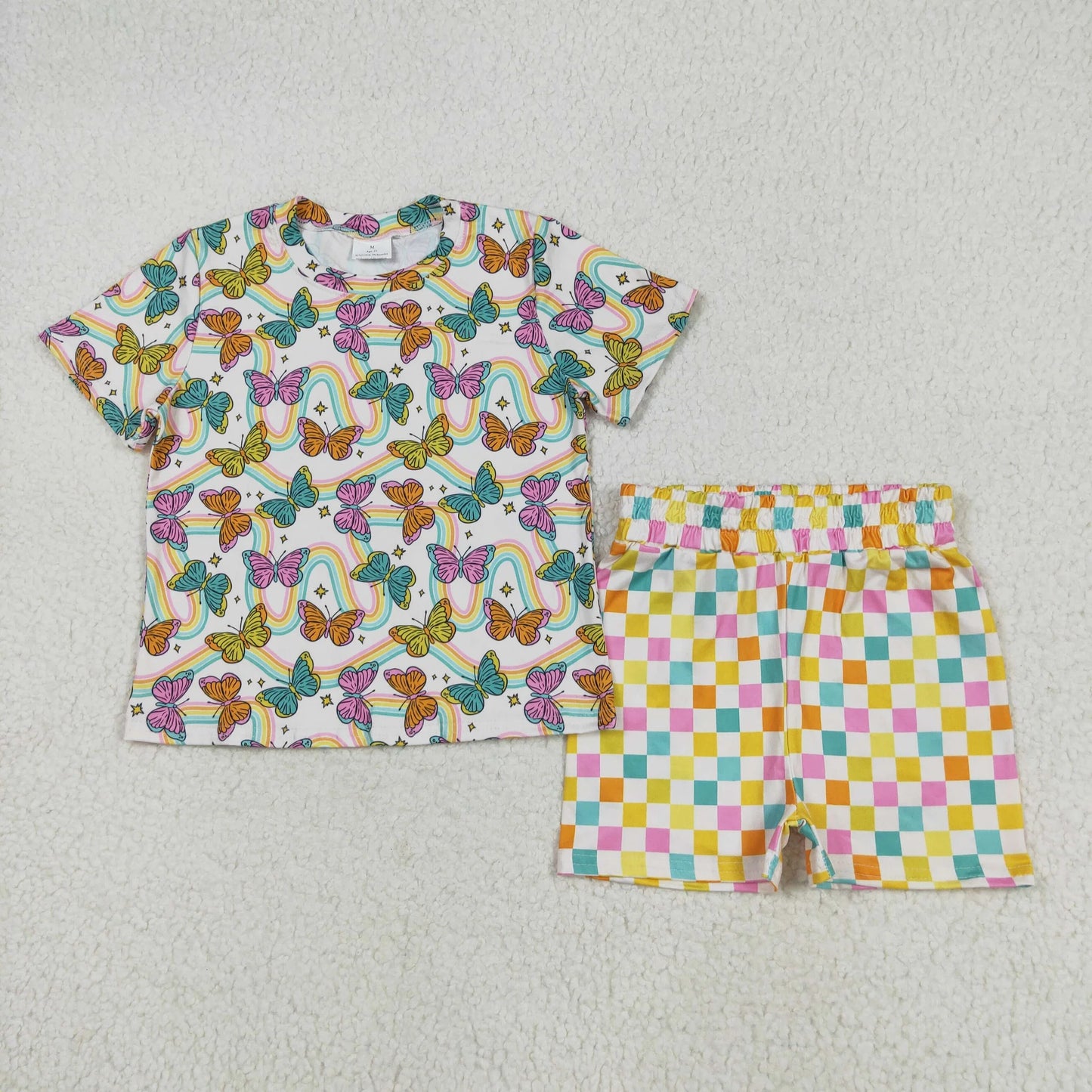 Butterfly Checkered Short Set