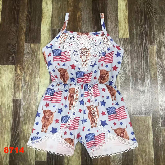 Cow 4th Of July Romper