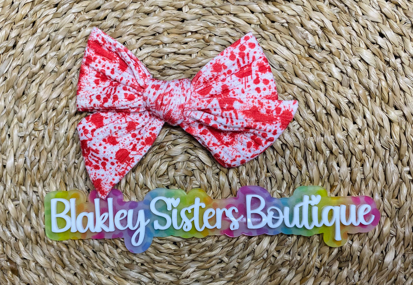 Red Splatter Sailor Bow