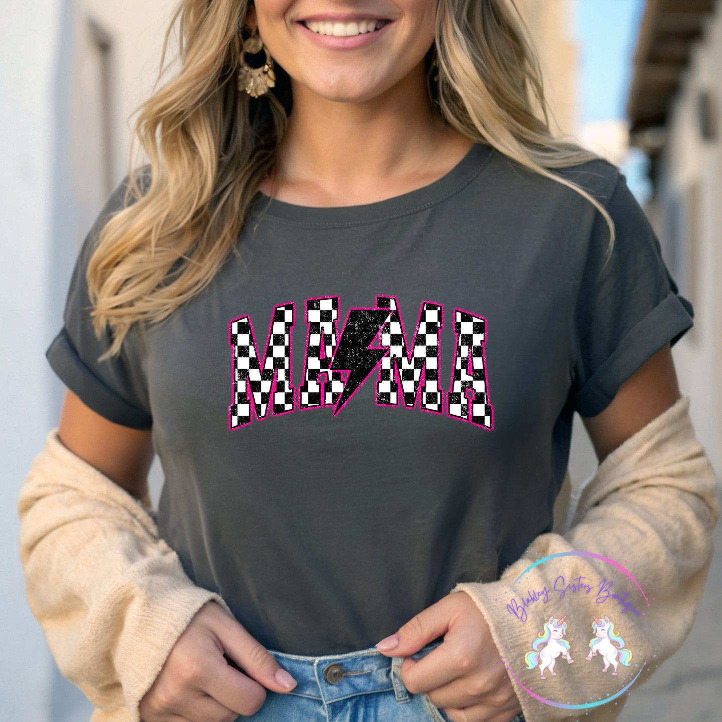 Neon Pink Check Mama