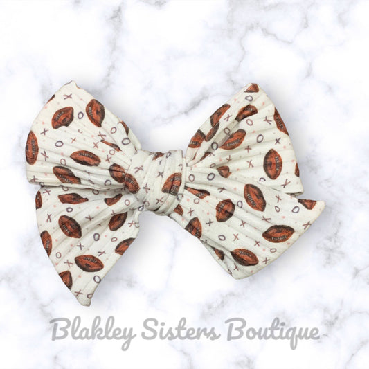 Hand Tied Pinwheel Football Bow