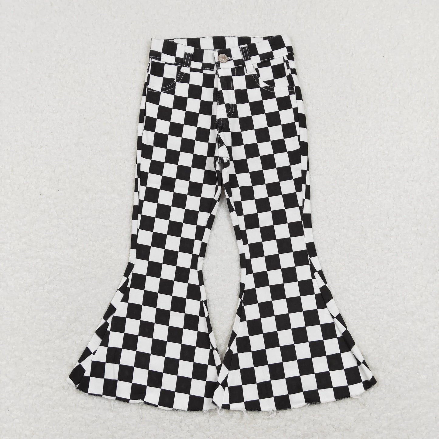 Black Checker Denim Pants