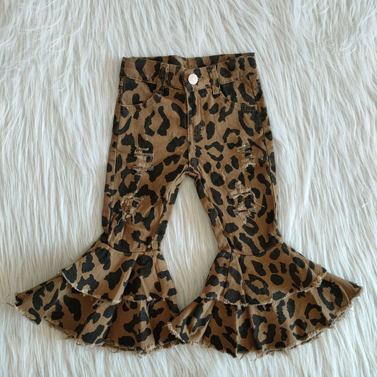 Leopard Denim Bell Pants