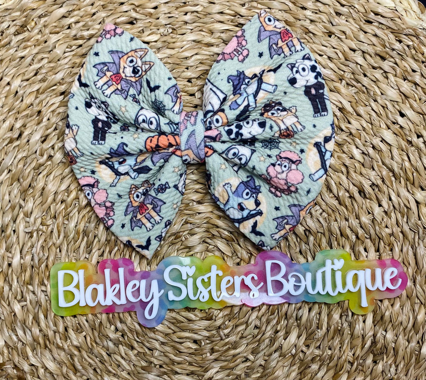 Blue Dog Halloween Bow