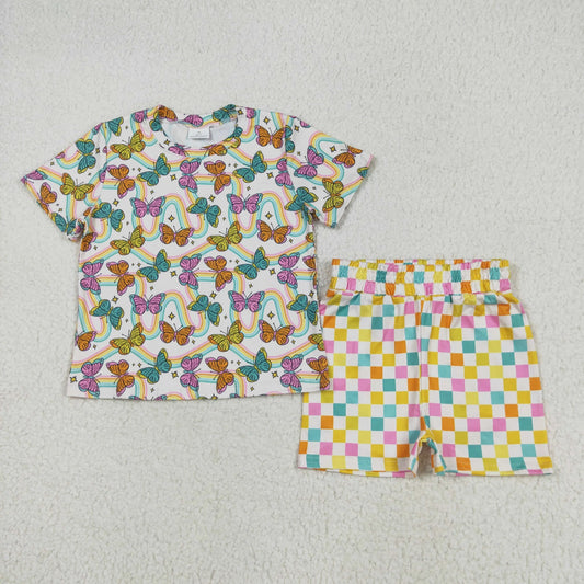 Butterfly Checkered Short Set