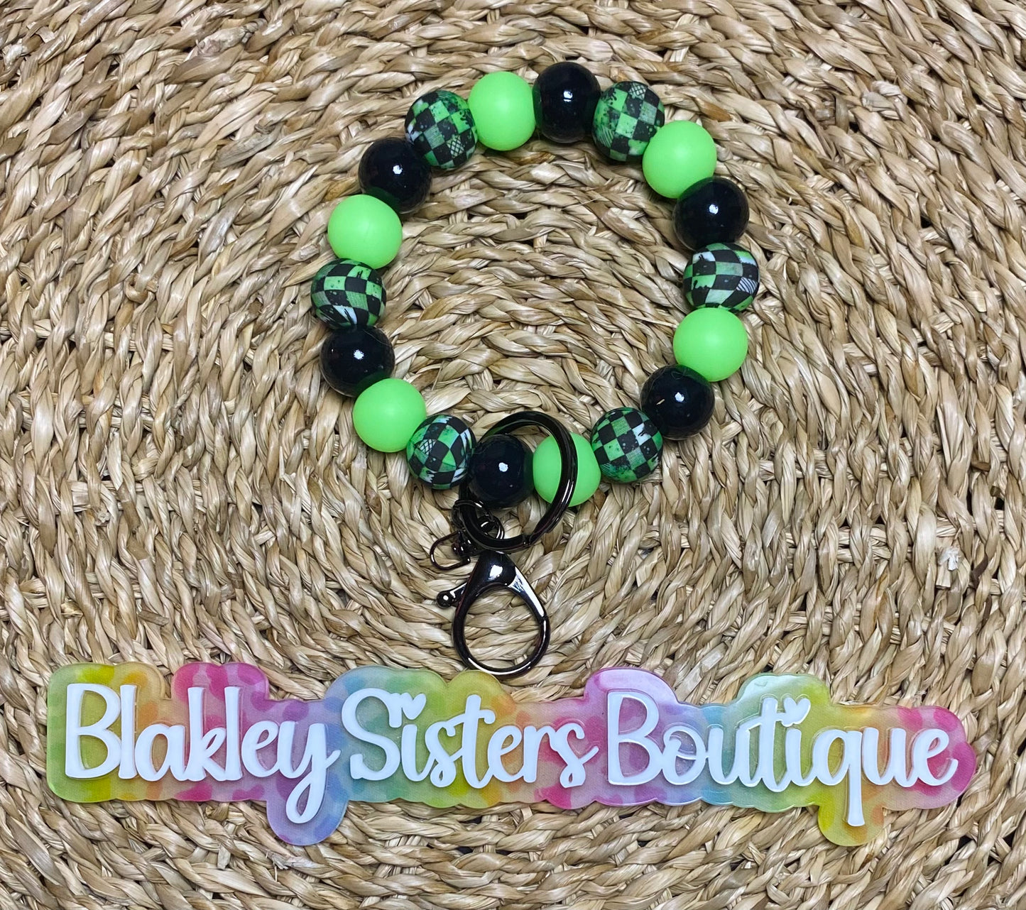 Green Check Wristlet Glow In The Dark