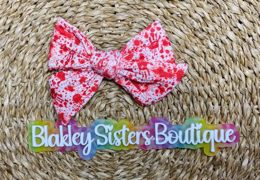 Red Splatter Sailor Bow
