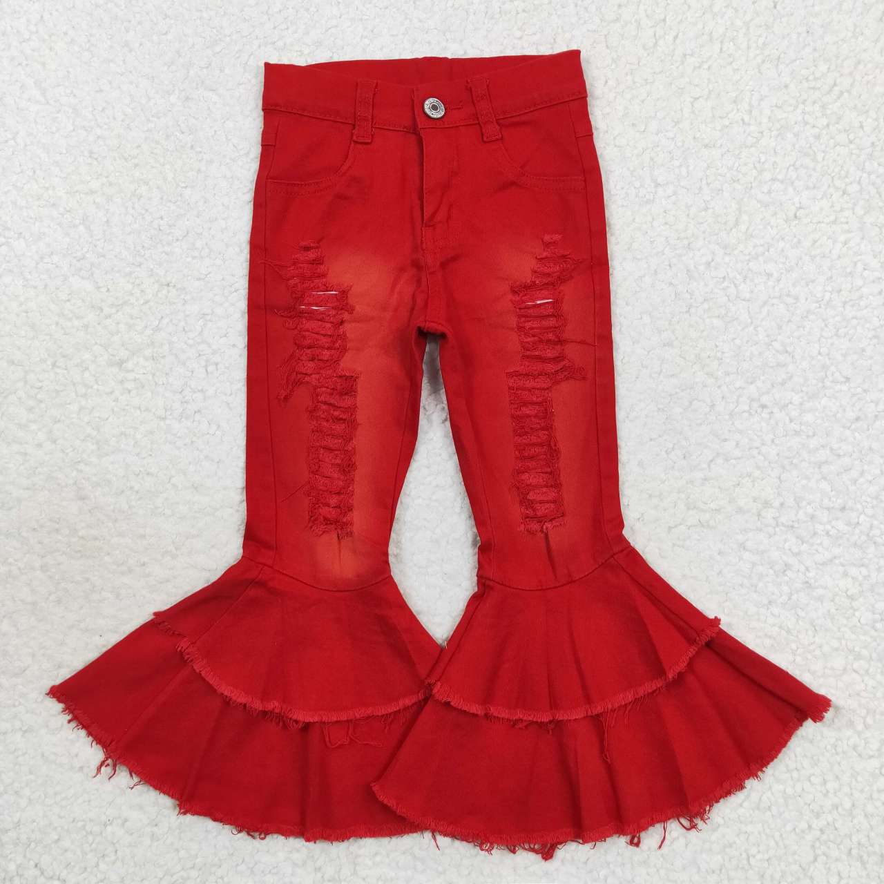 Red Denim Bell Bottom Jeans