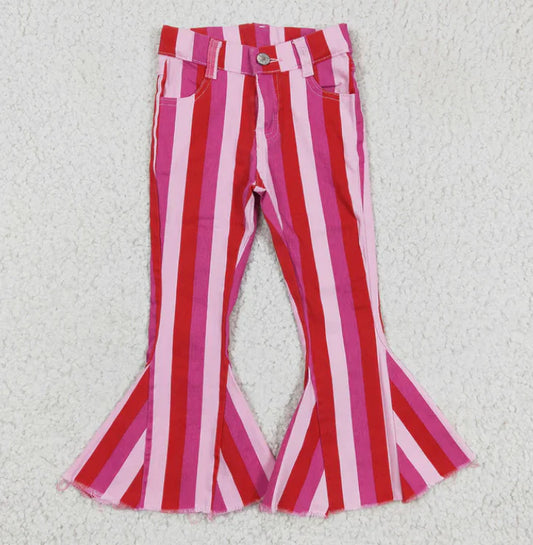 Red And Pink Stripe Denim Pants