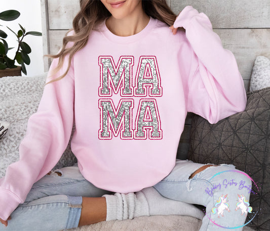 Mama Silver Faux Embroidery